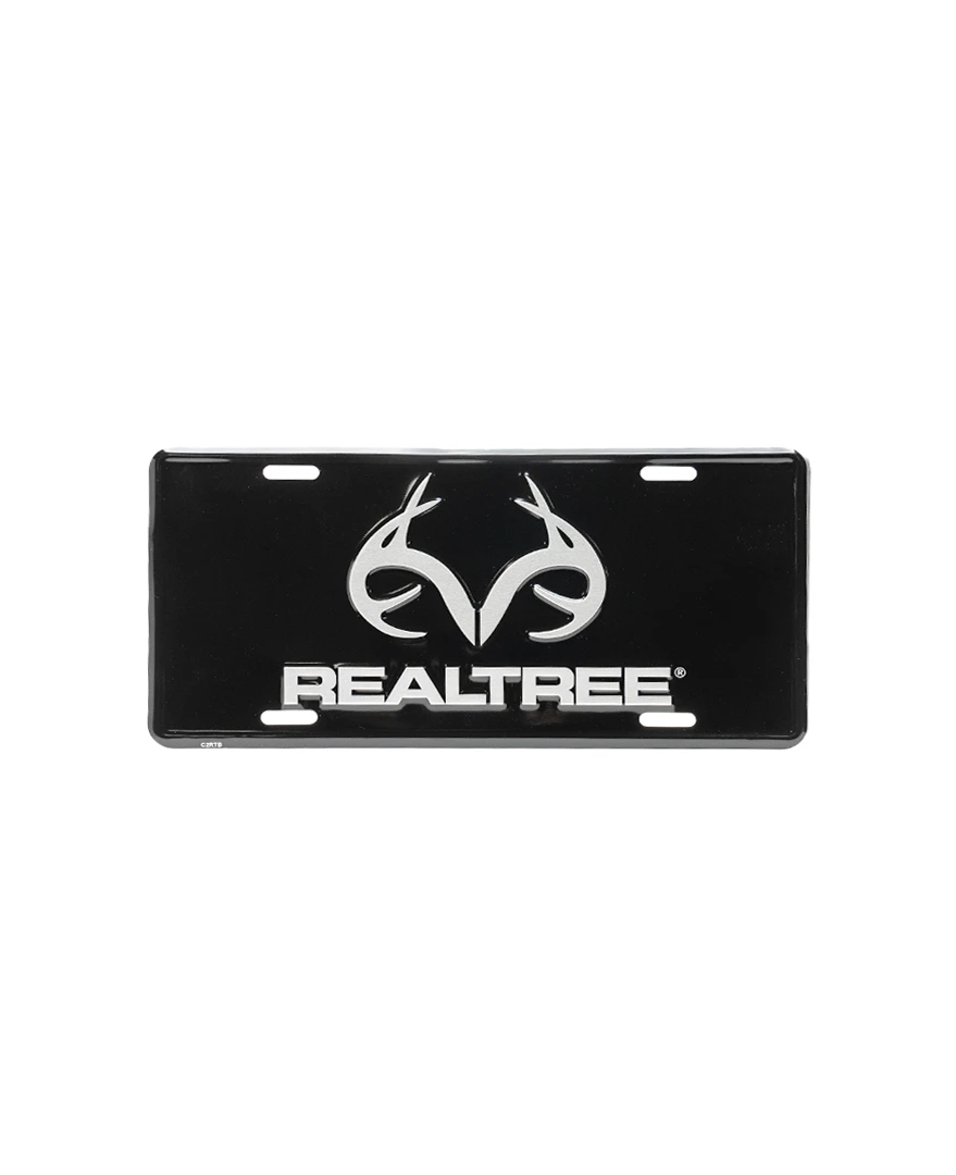 Realtree Antler Logo Black License Plate