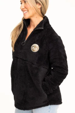 Realtree Women's Jolene Black Sherpa 1/4 Zip Pullover -Chic Clothing Store C30384 BK POCKETS 78844.1693238223