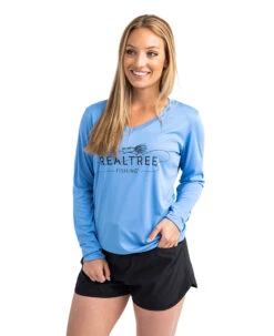 Realtree Fishing Women's Performance Blue Long Sleeve Shirt