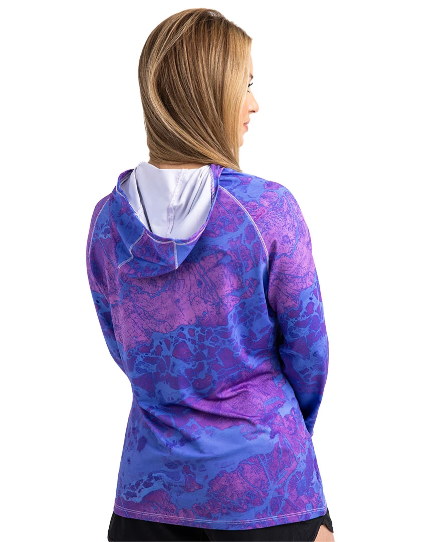 Realtree Fishing Hooded Long Sleeve Performance Women's Purple Raglan Shirt | WAV3 6 Realtree Fishing Hooded Long Sleeve Performance Women's Purple Raglan Shirt | WAV3 - Image 4